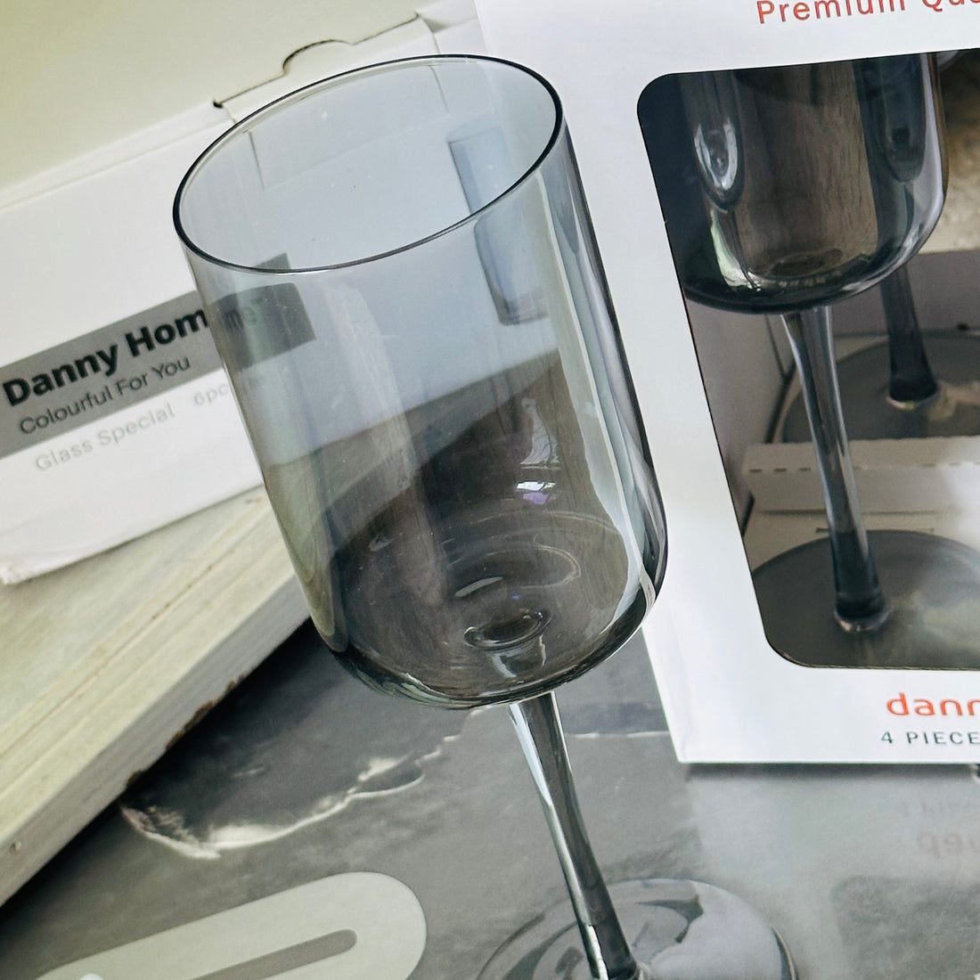 Charcoal Mist Stemmed Glasses (Set of Four Glasses)