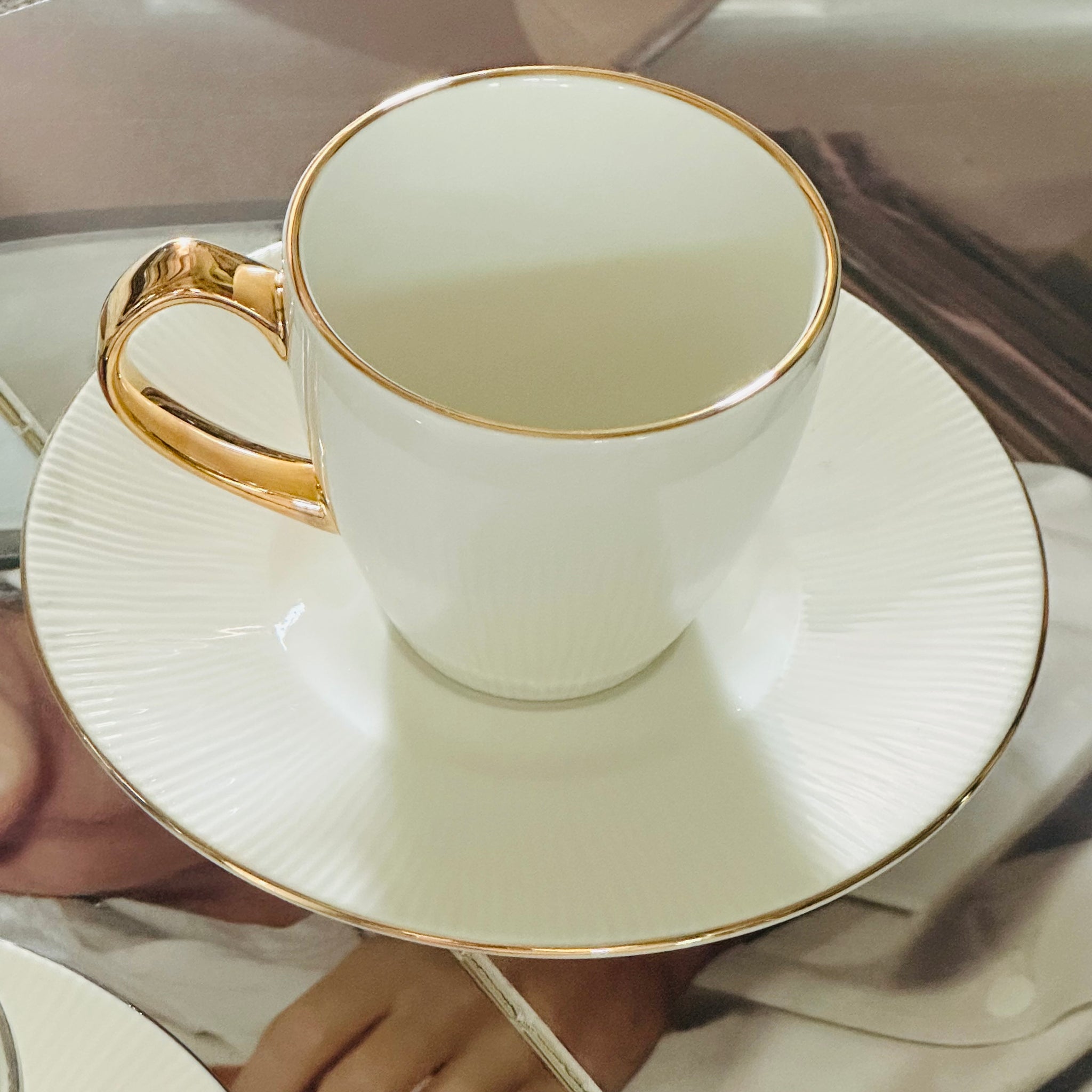 White Rain Tea Cups (Set Of Six Tea Cups & Saucers)