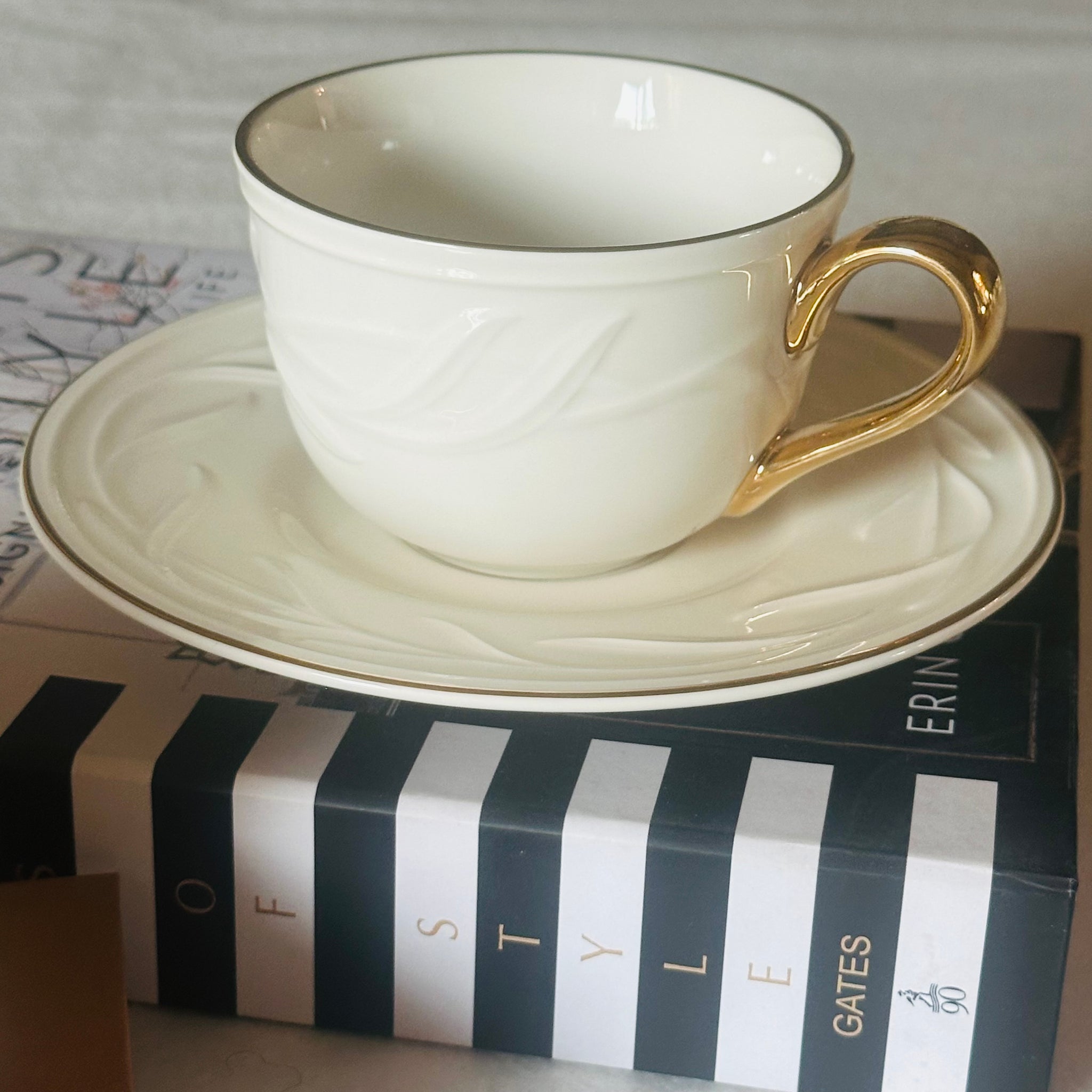 Leaf White Tea Cups (Set Of Six Tea Cups & Saucers)