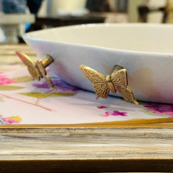 On Your Shelf Butterfly Stoneware Platter (white)