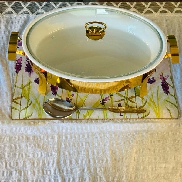 Gold Chaffe Burner Dish Oval (Medium 14 inches by 9 inches)