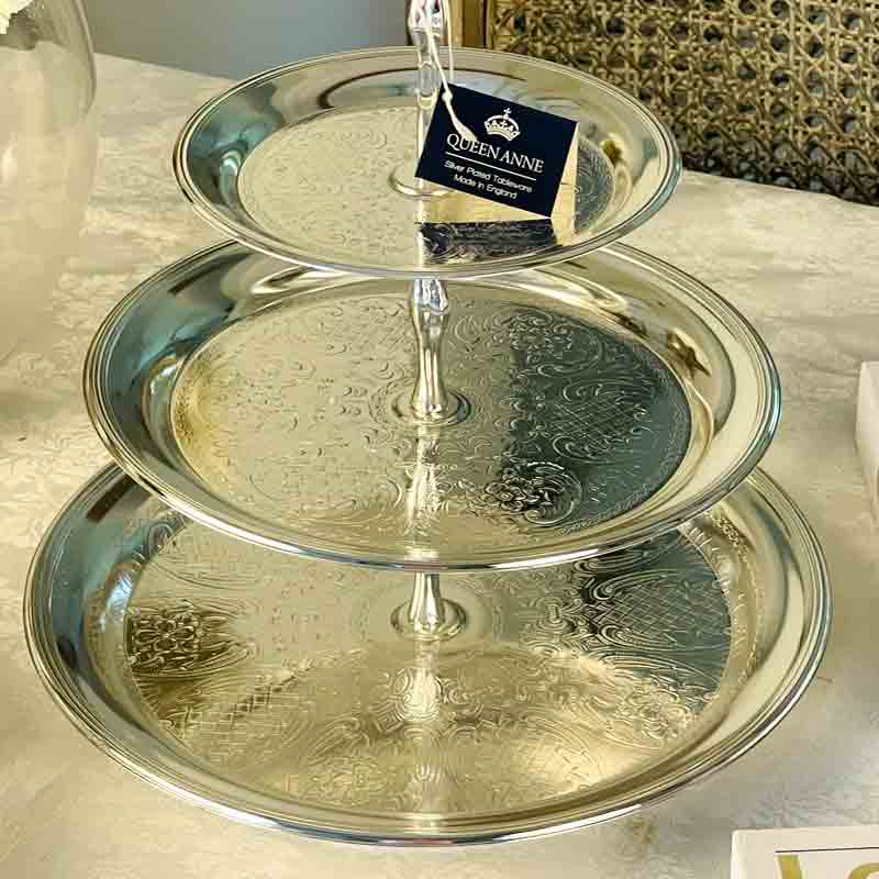 Queen Anne 3 Tier Cake Stand Silver