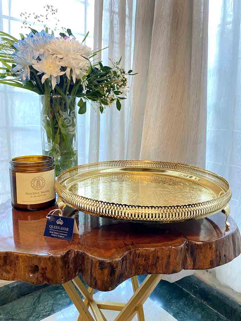 Queen Anne Gallery Tray Round Gold 35.5cm