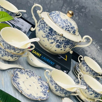 Secret Garden Soup Set Porcelain Blue Rose