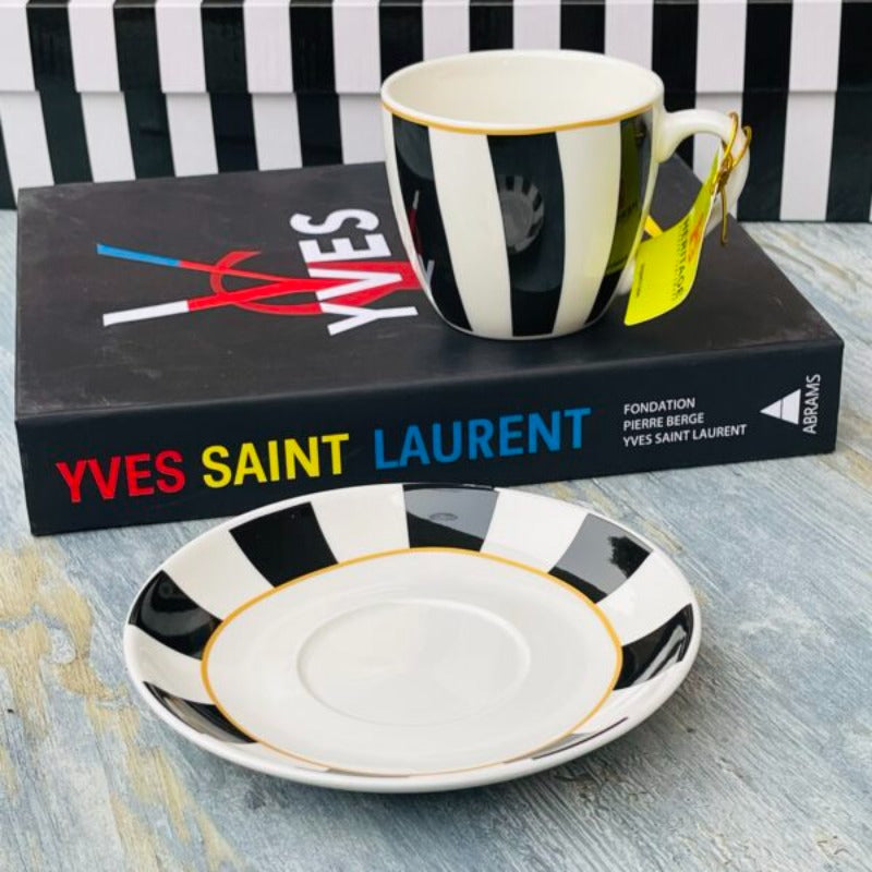 Milano Tea Cups &amp; Saucer Black &amp; White (set of six)