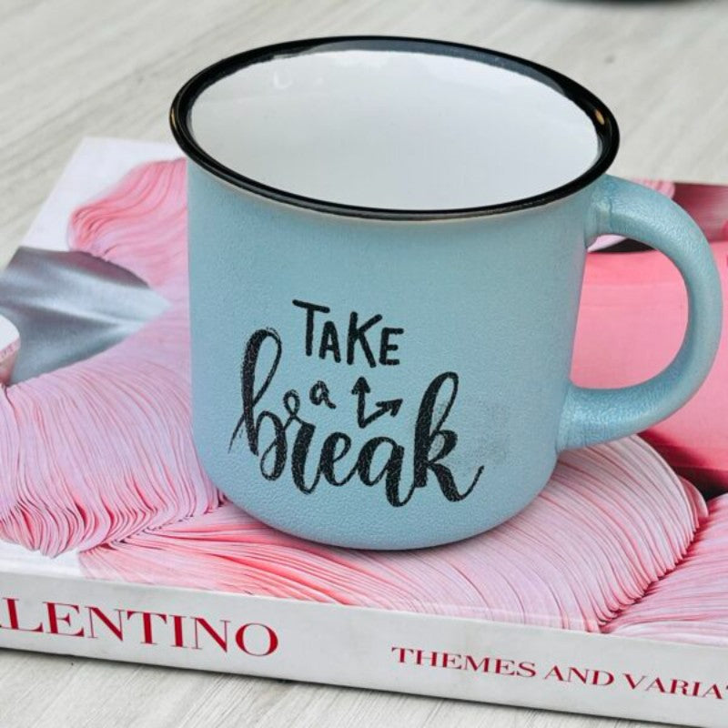 Quotation Mug “Take A Break” In Blue (Single Piece)