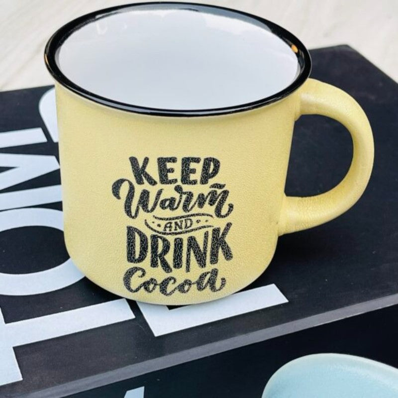 Quotation Mug “Keep Warm &amp; Drink Cocoa” (Single Piece)