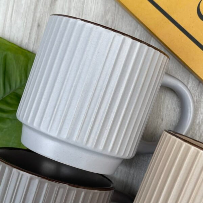 Mug Solid Light Gray With Ridges (Single Piece)