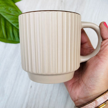 Mug Solid Light Brown/Beige With Ridges (Single Piece)