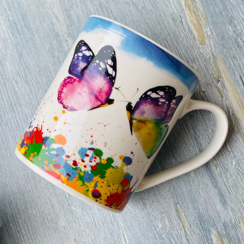 Mugs MultiColoured Butterfly (set of six)