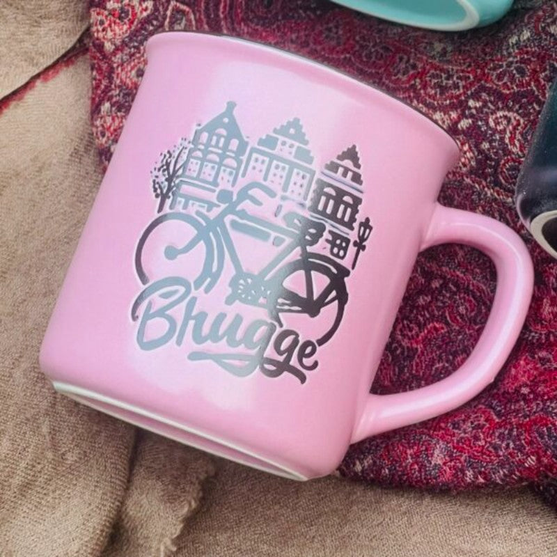 Retro Camp Mug “Brugge” In Pink (single piece)