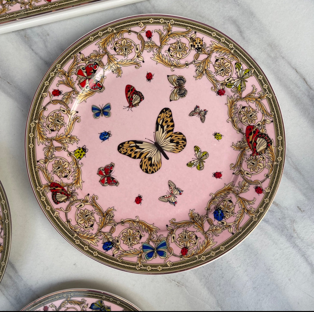 Italia Butterfly Pink 18 Piece Plate Set