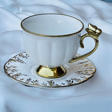 Golden Butterfly Tea Elegance Set (set of six cups and saucer