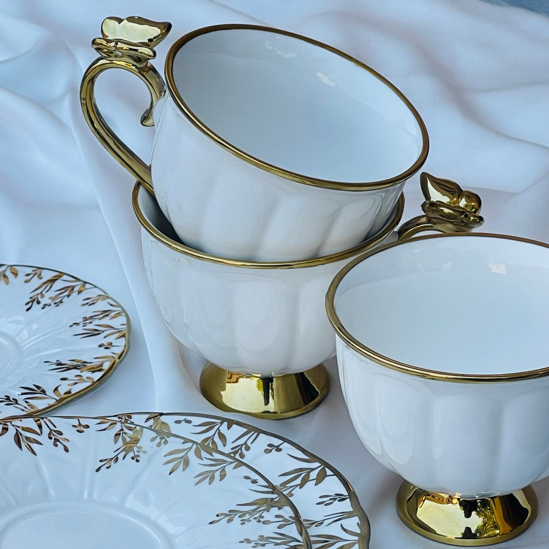 Golden Butterfly Tea Elegance Set (set of six cups and saucer