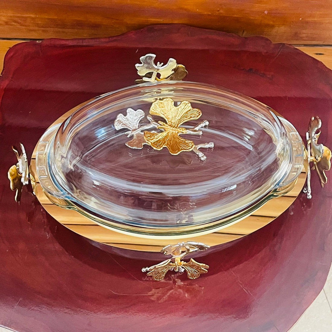Floral Majesty Turkish Glass Serving Dish HTI