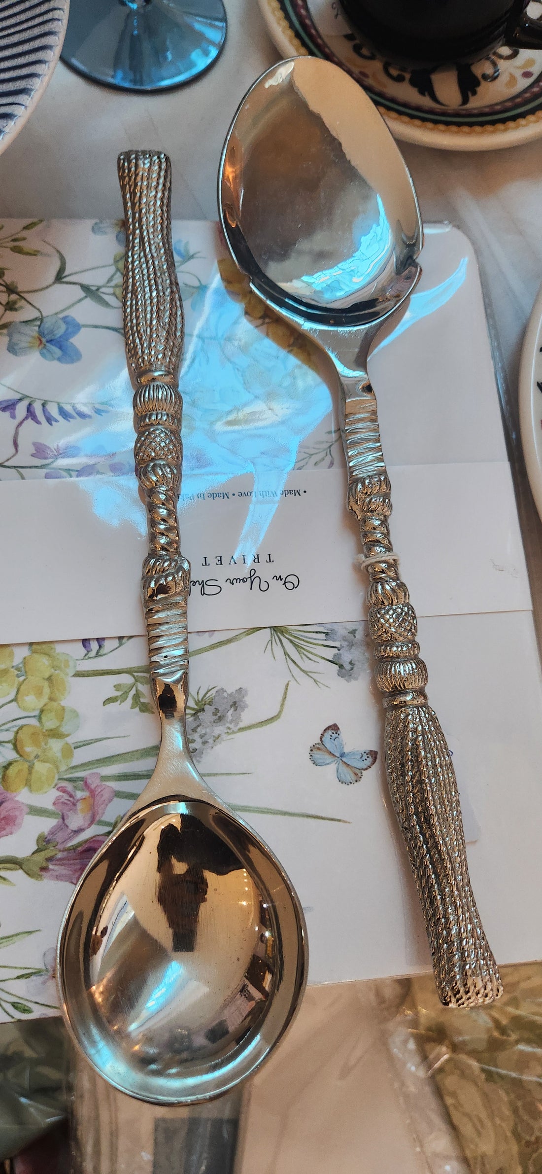 Brass Silver Serving Spoon Set of Two